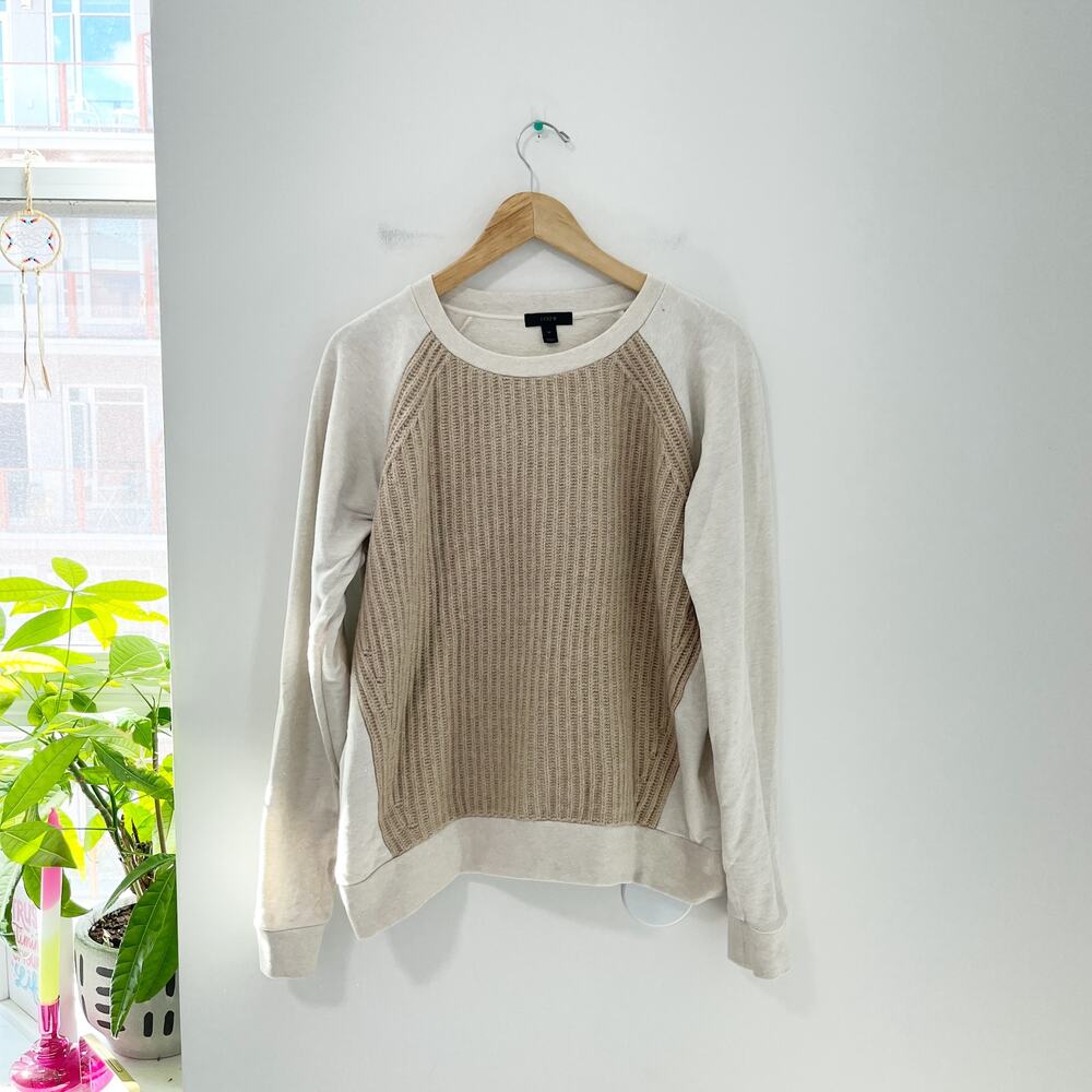 J. Crew Tan Wool Front Sweater Size Medium